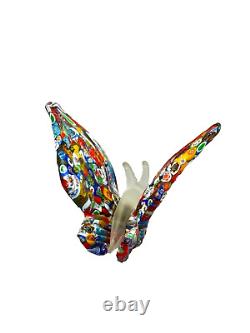 Vintage Murano Milifore Butterfly Art Glass Hand Crafted Italy with Sticker