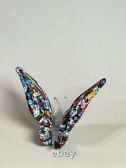 Vintage Murano Milifore Butterfly Art Glass Hand Crafted Italy with Sticker