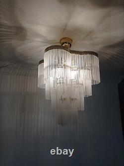 Vintage Murano Milk Glass Ceiling Light Fixture Chandelier Lighting Lamp