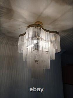 Vintage Murano Milk Glass Ceiling Light Fixture Chandelier Lighting Lamp