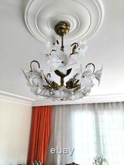 Vintage Murano Milk Glass Chandelier