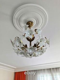 Vintage Murano Milk Glass Chandelier