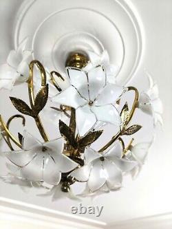 Vintage Murano Milk Glass Chandelier