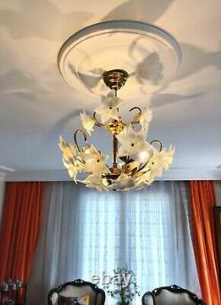 Vintage Murano Milk Glass Chandelier