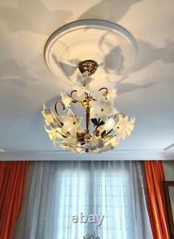 Vintage Murano Milk Glass Chandelier