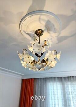 Vintage Murano Milk Glass Chandelier