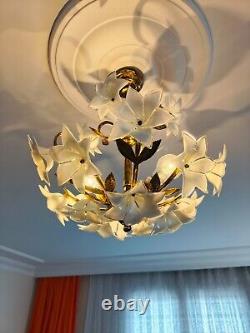 Vintage Murano Milk Glass Chandelier