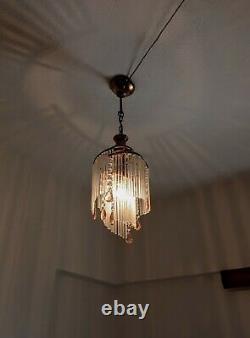 Vintage Murano Milk Glass Chandelier Lighting Art Deco Retro Single Island Light