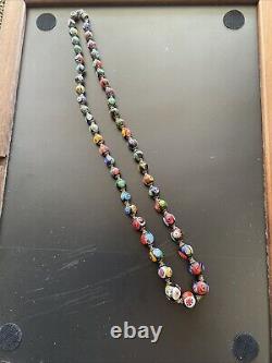 Vintage Murano Millefiori Art Glass Beaded Necklace Multicolor