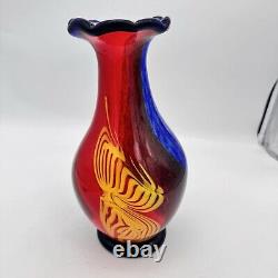 Vintage Murano Millefiori Art Glass Vase Multi Color Rainbow genuine Rare Italy