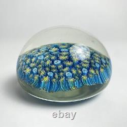 Vintage Murano Millefiori Art Glass Vintage Paperweight Blue Foil Label 3-3/8