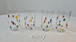 Vintage Murano Millefiori Cobalt Blue Art Glass Set of 4
