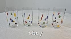 Vintage Murano Millefiori Cobalt Blue Art Glass Set of 4
