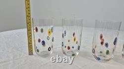 Vintage Murano Millefiori Cobalt Blue Art Glass Set of 4