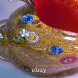 Vintage Murano Millefiori Conch Shell Art Glass Gold & Silver Flecks 10.25