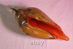 Vintage Murano Millefiori Conch Shell Art Glass Gold & Silver Flecks 10.25