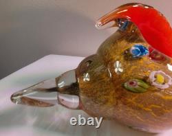 Vintage Murano Millefiori Conch Shell Art Glass Gold & Silver Flecks 10.25