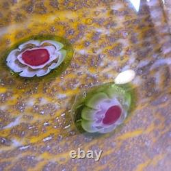 Vintage Murano Millefiori Conch Shell Art Glass Gold & Silver Flecks 10.25