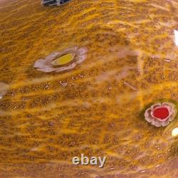 Vintage Murano Millefiori Conch Shell Art Glass Gold & Silver Flecks 10.25