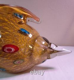 Vintage Murano Millefiori Conch Shell Art Glass Gold & Silver Flecks 10.25