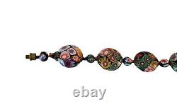 Vintage Murano Millefiori Glass Beaded Necklace Multicolored 18