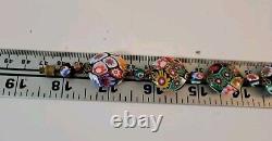 Vintage Murano Millefiori Glass Beaded Necklace Multicolored 18