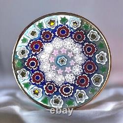 Vintage Murano Millefiori Glass Brooch Colorful Kaleidoscope Sterling Vermeil