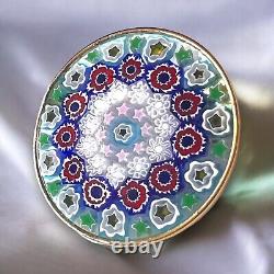 Vintage Murano Millefiori Glass Brooch Colorful Kaleidoscope Sterling Vermeil