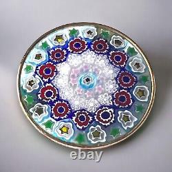 Vintage Murano Millefiori Glass Brooch Colorful Kaleidoscope Sterling Vermeil