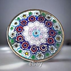 Vintage Murano Millefiori Glass Brooch Colorful Kaleidoscope Sterling Vermeil