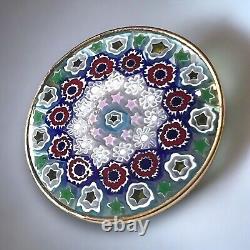 Vintage Murano Millefiori Glass Brooch Colorful Kaleidoscope Sterling Vermeil