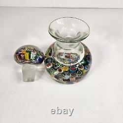 Vintage Murano Millefiori Glass Paperweight Inkwell Bottle Stopper Multi Color