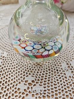 Vintage Murano Millefiori Glass Paperweight Inkwell Bottle Stopper MultiColor
