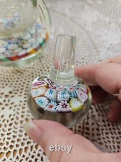 Vintage Murano Millefiori Glass Paperweight Inkwell Bottle Stopper MultiColor