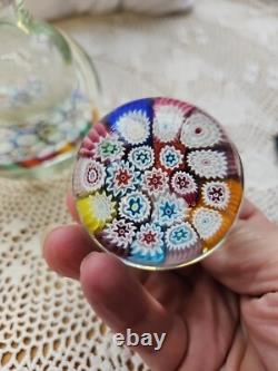 Vintage Murano Millefiori Glass Paperweight Inkwell Bottle Stopper MultiColor
