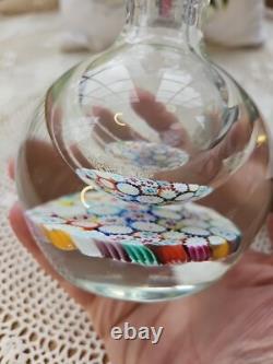 Vintage Murano Millefiori Glass Paperweight Inkwell Bottle Stopper MultiColor