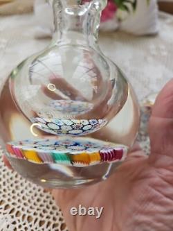 Vintage Murano Millefiori Glass Paperweight Inkwell Bottle Stopper MultiColor