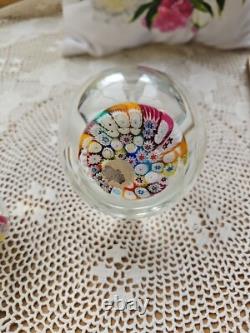 Vintage Murano Millefiori Glass Paperweight Inkwell Bottle Stopper MultiColor