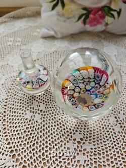 Vintage Murano Millefiori Glass Paperweight Inkwell Bottle Stopper MultiColor