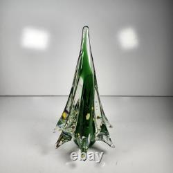 Vintage Murano Millefiori Handblown Glass Christmas Tree Green Center 9 X 5