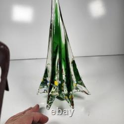 Vintage Murano Millefiori Handblown Glass Christmas Tree Green Center 9 X 5