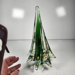 Vintage Murano Millefiori Handblown Glass Christmas Tree Green Center 9 X 5