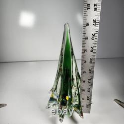 Vintage Murano Millefiori Handblown Glass Christmas Tree Green Center 9 X 5