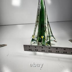 Vintage Murano Millefiori Handblown Glass Christmas Tree Green Center 9 X 5