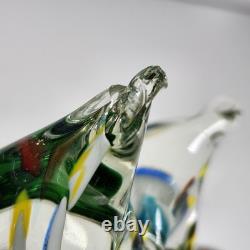Vintage Murano Millefiori Handblown Glass Christmas Tree Green Center 9 X 5