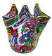 Vintage Murano Millefiori Handkerchief Vase Venetian Hand Blown Art Glass VIVID