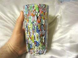 Vintage Murano Millefiori Italian Art Glass 5.75 Tall Tumbler Italy Venetian NR