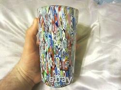 Vintage Murano Millefiori Italian Art Glass 5.75 Tall Tumbler Italy Venetian NR