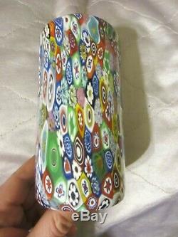 Vintage Murano Millefiori Italian Art Glass 5.75 Tall Tumbler Italy Venetian NR