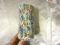 Vintage Murano Millefiori Italian Art Glass 5.75 Tall Tumbler Italy Venetian NR